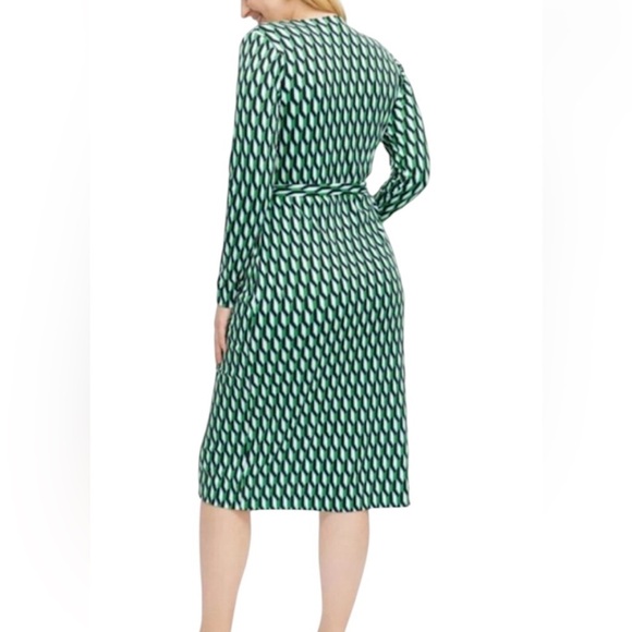 DVF x Target Collab Long Sleeve Midi Arrow Geo Green Wrap Dress - Size Large - Picture 3 of 6